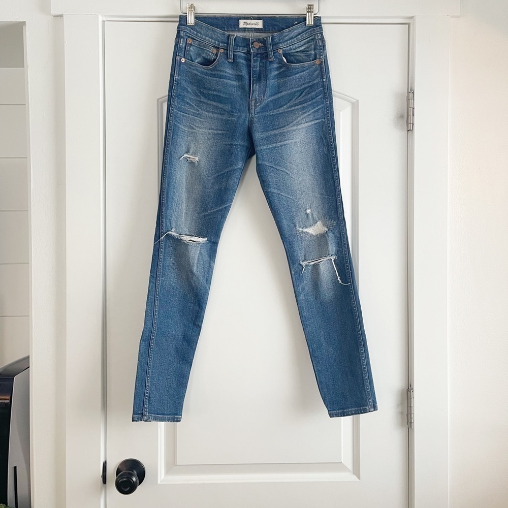Madewell 9” High Rise Skinny Jean Rip + Repair Edition - 27 - Picture 4 of 8